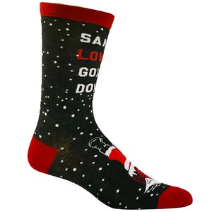Christmas Socks, Adult Christmas Humor Socks, Men's Socks, Santa Loves Going Down, Funny Socks, Festive Socks, Christmas Gift, Santa Socks image 5