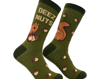 Deez Nuts リスソックス：ファンキーな刺繍入りコットンブレンドソックス