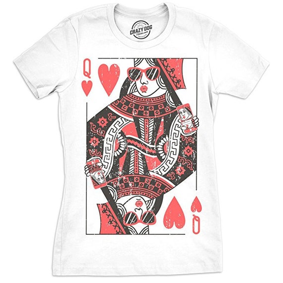 Poker Shirts, Womens Queen Of Hearts Shirt, Playing Card Shirt, Royalty Shirt, Womens Funny Shirt, Funny Workout Shirt for women Il_570xn