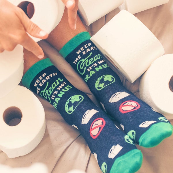 Unisex Earth Day Socks , Keep It Clean, Not Uranus Socks, Inappropriate Socks, Funky Mens Socks, Funny Socks Unisex, Earth Socks