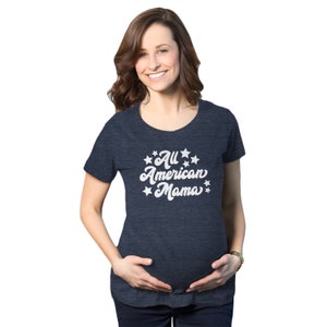 All American Mama, 4th July Baby Pregnancy Tee, STRETCHY Independence Day Maternity Shirt, Party Celebration Pregnant Tshirt Baby Reveal