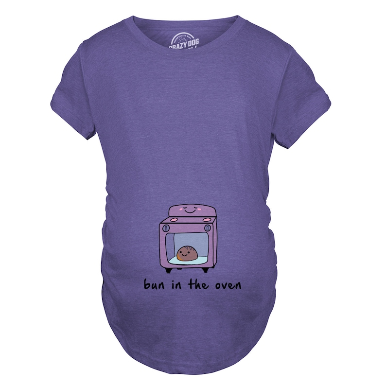 Bun In the Oven Maternity Shirt, Funny Pregnancy T Shirt, Maternity Size Funny Shirts, Funny Pregnant Shirt, Cute Baby Announcement Shirt, Purple