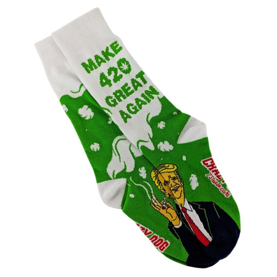 Funny Weed Socks, Trump Face 420 Great Again Socks, Funny Groomsmen Weed Socks, Funky Socks, 420 Socks, Cannabis Socks, Funny Mens Socks Il_570xn