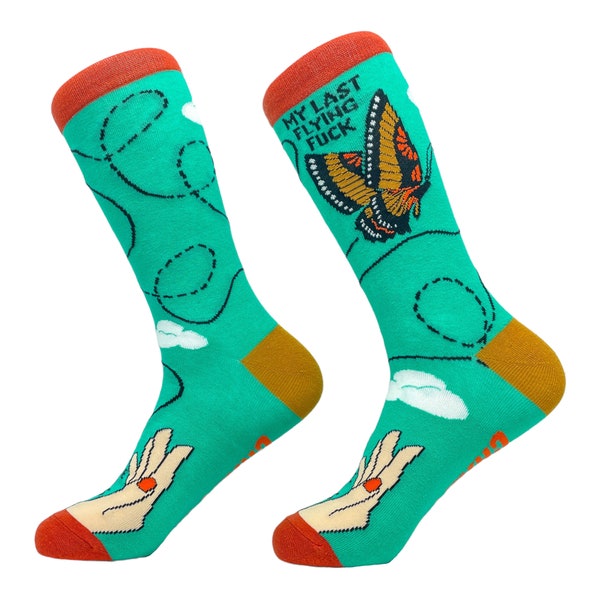 Butterfly Socks, My Last Flying Fuck, Bridesmaid Socks, Rude Gift, Funky Socks, Funny Socks, Fancy Socks, Gift for Her, Compression Socks