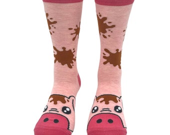 Pig Socks, Womens Farm Animal Socks, Cute Womens Socks,  Novelty Socks, Inappropriate Socks, Funny Socks Women, Pig Lover Socks, Farmer
