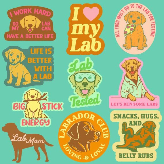 Labrador Retriever Stickers | Lab Mom Vinyl Decals, Water Bottle & Laptop Stickers (Set of 10)