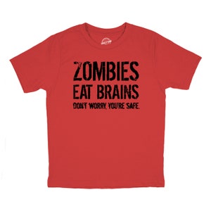 Kids Zombie Shirt, Zombie Apocalypse T Shirt, Funny Zombie Clothes, Halloween Zombie Shirt, Youth Zombies Eat Brains T Shirt image 1