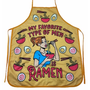 Favorite Type Of Men, Ramen, Funny Aprons, Cooking Apron, Funny Cook Aprons, Foodie, Ramen Aprons, Love Cooking, Valentine&#39;s Day Gift