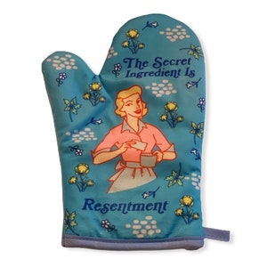 Secret Ingredient Resentment Oven Mitt, Housewarming Gift, Pot Holder, Christmas Gift, Hostess Gift, Funny Oven Mitts, Vintage Lady