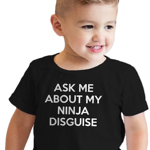 Ninja-shirt voor kinderen, grappige kindershirts, shirt voor peuter, grappig shirt voor peuters, shirt voor kinderen, flip-overhemd voor kinderen, vraag me over mijn ninja-vermomming