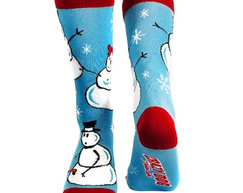 Christmas Socks, Adult Christmas Humor Socks, Groomsmen Socks, Funny Festive Snowmen Socks, Mens Novelty Winter Xmas Socks