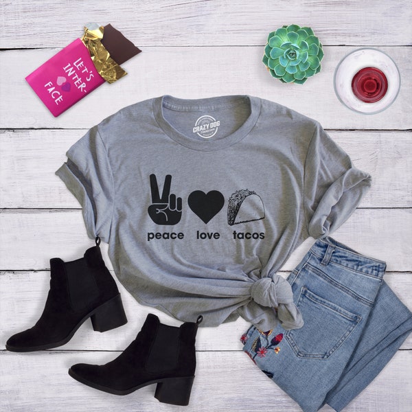 Grappige Taco Shirt Vrouwen, Peace Love Tacos, Cinco De Mayo