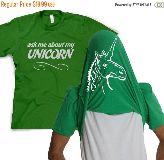 Items similar to Jan Blowout 50 OFF MENS Ask Me About My Unicorn Flip T-Shirt funny disguise ...