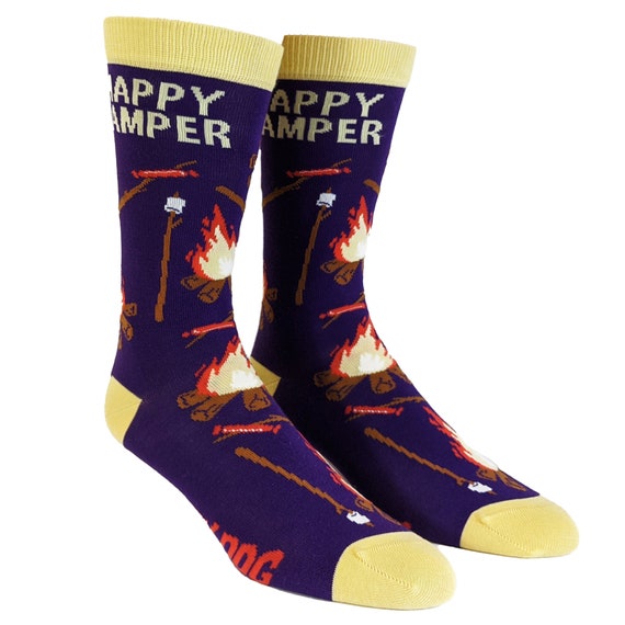 Happy Camper Socks, Camping Socks, Smores Socks, UNISEX Socks, Summer