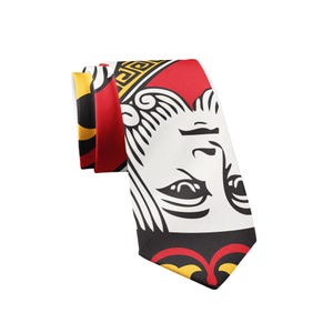 Valentine&#39;s Day Ties, Father&#39;s Day Gift: King Of Hearts, Necktie For Work, Gift For Dad, Funny Vintage Neckties, Deck of Cards, Gambler Ties