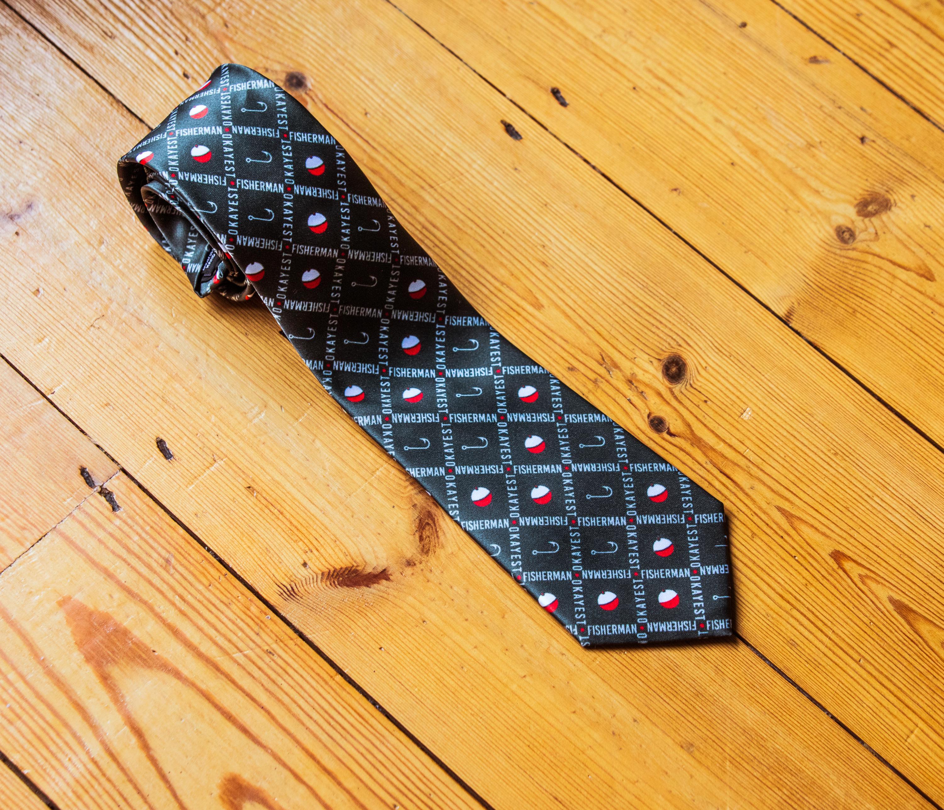 Unique Father's Day Gift: Okayest Fisherman Necktie, Necktie For Work, Gift For Dad, Fishing Lover Gifts, Funny Neckties, Outdoorsy Ties