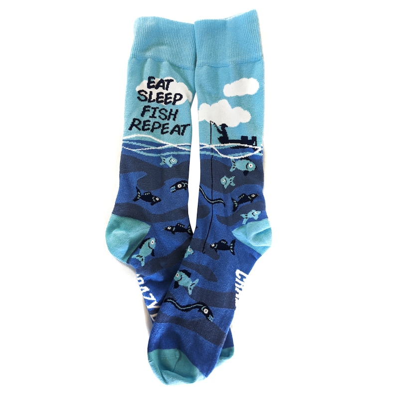 Funny Dad Socks Eat Sleep Fish Repeat Socks Funky Fishing Etsy