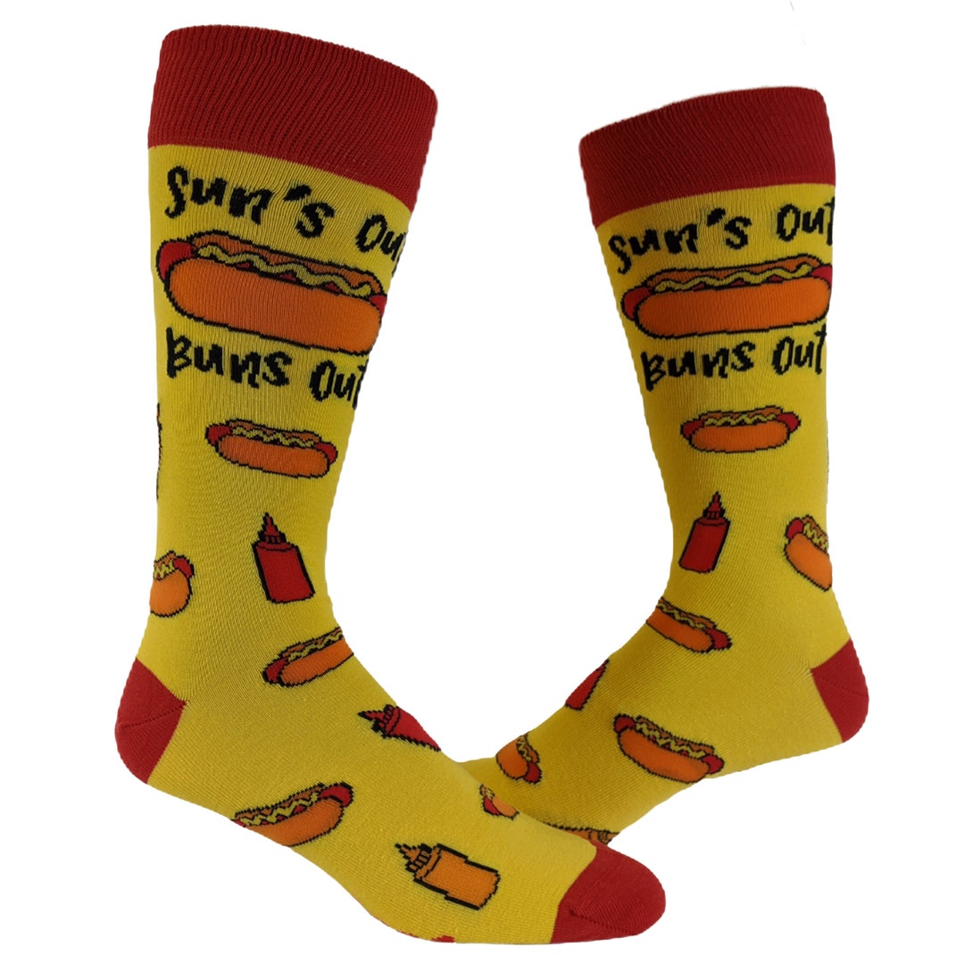 Sun's Out Bun's Out Socks, Mens Food Socks, Fun Foodie Socks, Funky