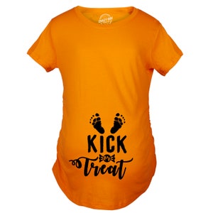 Kick Or Treat Baby Shirt, Halloween Pregnancy Gift, Funny PLUS SIZE Baby Due Date Maternity Shirt, Expecting Mom To Be Shirt, Cute Halloween image 3