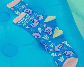Manatee Socks: Save The Floaty Potatoes, Novelty Ocean Socks