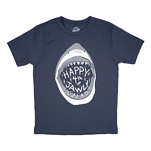 Youth Happy 4th of Jawly Shirt, Independence Day Shirt, Shark Lover Gift, Shark Graphic Tee, 4th of July Shirts, Funny Shark Gifts
