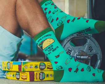 Taco Socks, Mexican Food Theme Socks, Funny Foodie Gift