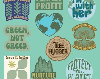 Mother Earth Wellness Stickers | Set of 10 Eco-Friendly Planet Protectors