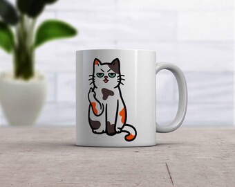 Funny Cat Dad Mug, Middle Finger, Novelty Coffee Mug