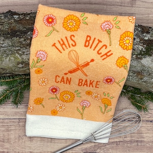 Funny Oven Mitt, This Bitch Can Bake, Hostess Gift Tea Towel