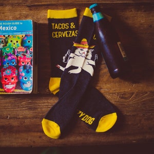 Tacos And Cervezas Socks,  Groomsmen Socks, Funny Taco Socks, Funky Socks, Mens Novelty Socks, Cool Mens Socks, Funny Socks Men, Crazy Socks