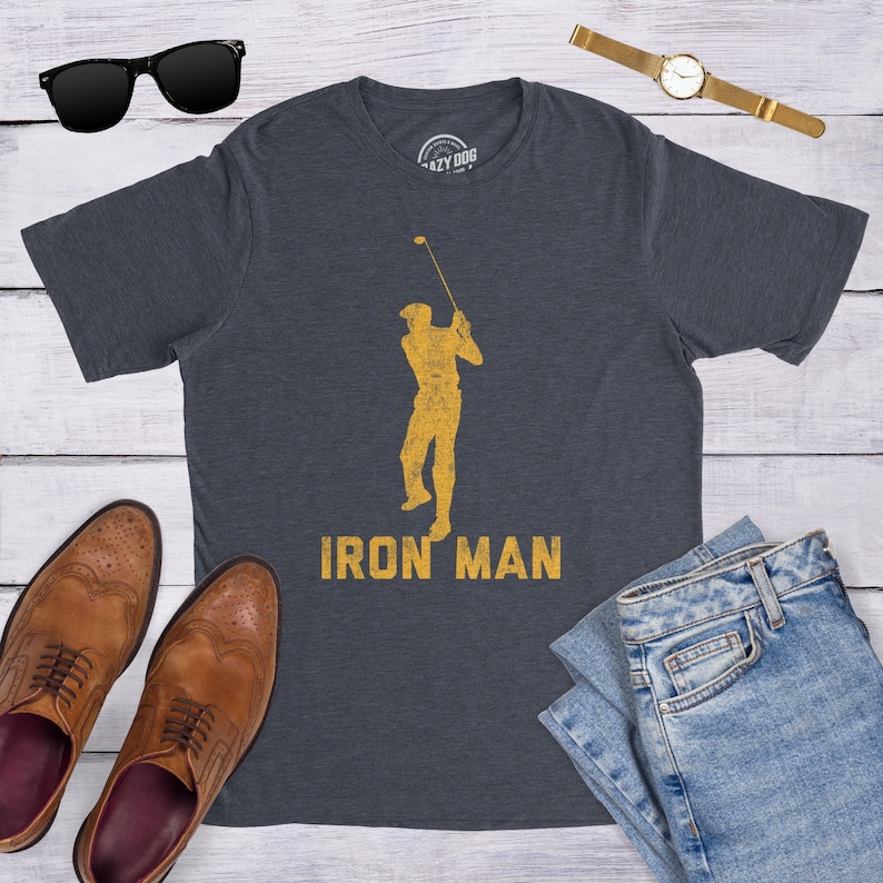 Funny Joke Golf Shirt, Golfing T Shirt Men, Dad Golfer Humor, Funny Shirts, Rude Offensive Gifts For Golfers, Iron Man, Iron Guy image 1