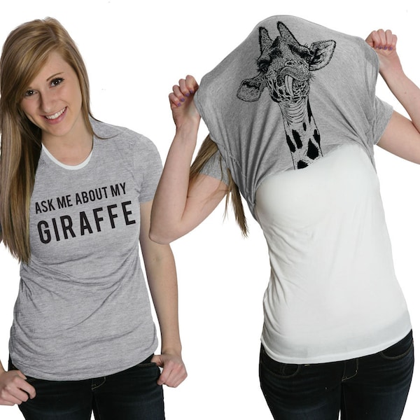 Funny Giraffe Shirt, Giraffe Flip Shirt, Animals T Shirt, Funny Womens Shirt, Cool Shirt, Ask Me About My Giraffe Flip Shirt, Giraffe Gift