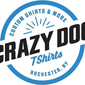 a logo for a company called "Crazy Dog Tshirts".