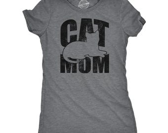 Camiseta divertida para mamás de gatos, camiseta estampada para mujer, regalo para amantes de los gatos.