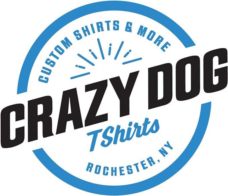 a logo for a company called "Crazy Dog Tshirts".
