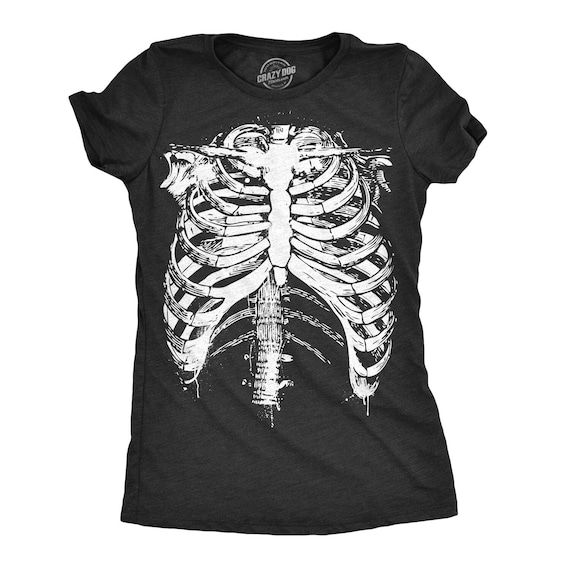 Rib Cage Shirt, Halloween Shirt Women, Black Spooky Shirt, Funny Halloween Shirt, Halloween Costume, Skeleton Shirt Girls Il_570xn