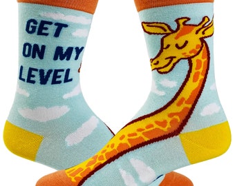 Get On My Level, Giraffe Socks, Youth Socks, Safari Gifts, Womens Novelty Socks, Funny Socks Women, Kids Socks, Animal Socks