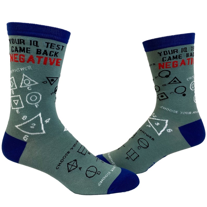 Calcetines con resultado negativo en el test de CI, calcetines bordados divertidos para nerds imagen 4