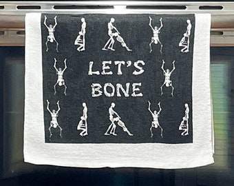 Let's Bone Towel, Tea Towels, Skeleton Towels, Housewarming Gift, Halloween Gift, Hostess Gift, Funny Towels, Halloween Towel, Offensive