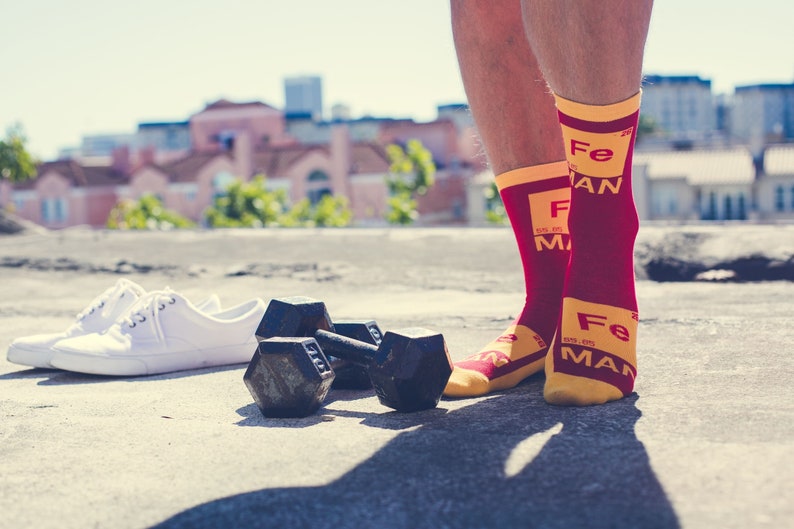 Iron Man, Mens Socks, Funny Nerd Socks, Periodic Table Socks, Science Gifts, Guys Gifts Under 20, Chemistry Gifts, Teacher Socks image 3