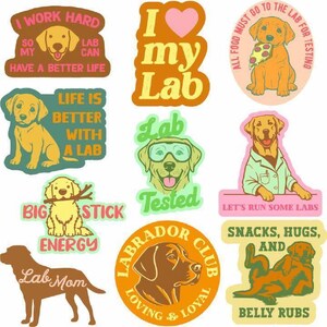 Labrador Retriever Stickers, Lab Mom Vinyl Decals, Water Bottle Laptop Stickers Set image 2