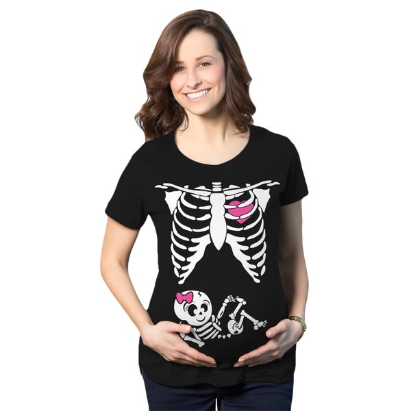 Silk Road Tees Halloween Skeleton Maternity Shirt Baby Girl X-ray Couple Matchin