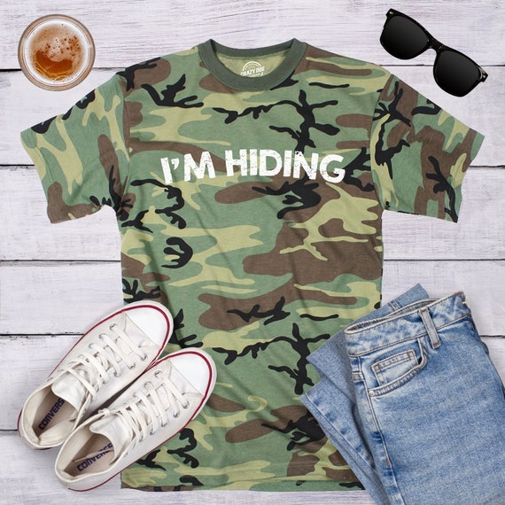 Camo Shirt Men, Im Hiding Mens Hunting Shirt, Hunter Shirt, Camping Hunting  Gift, Camouflage Shirt, Gun Owner Shirt 
