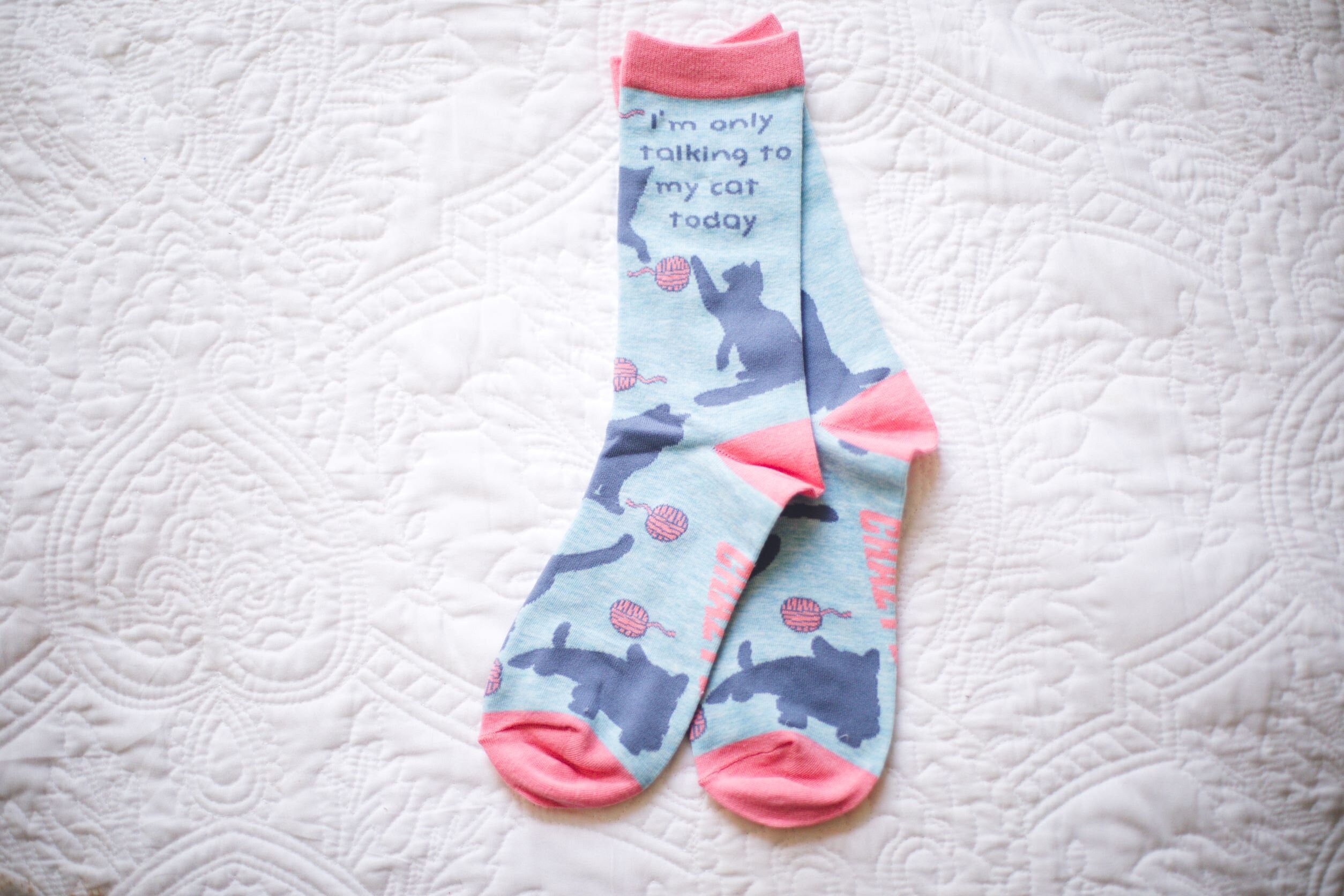 Ich spreche heute nur mit meiner Katze, Katzensocken, verrückte Katzendamensocken, Geschenke für Katzenliebhaber, Damensocken, lustige Socken Frauen, Katzensocken für Frauen