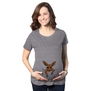 Koszulka z nadrukiem Baby Peeking, koszula ciążowa Kangaroo, koszula ciążowa Australia, koszulka z nadrukiem Baby Announcement, koszulka z nadrukiem Kangaroo Peeking Baby