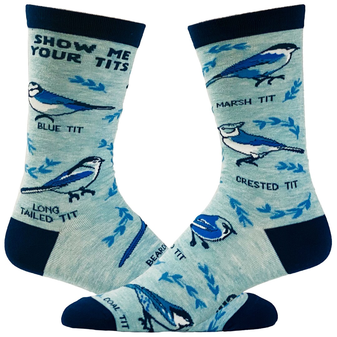Birdwatching Socks: Titmouse Variety, Funky Embroidered Socks