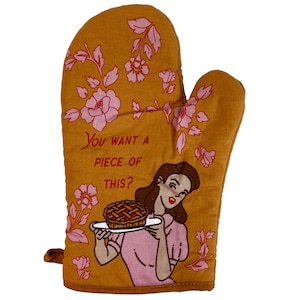 You Wanna Piece Of This Oven Mitt, Housewarming Gift, Pot Holder, Christmas Gift, Hostess Gift, Funny Oven Mitts, Vintage Lady, Pie Lovers