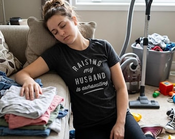 T-shirt « Élever mon mari », T-shirt humoristique pour maman