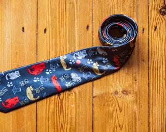 Corbata de papá gato, corbata de poliéster original, regalo divertido