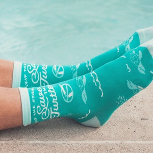 Skip The Straws, Save A Turtle, Turtle Socks, Cute Womens Socks, Ocean Socks, Novelty Socks, Sea Turtle Socks, Funny Socks Women